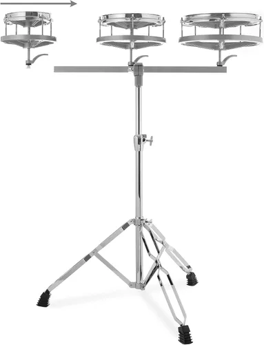 Vista 2 de Ashthorpe Roto Tom - Juego de tambores con soporte - Toms de 6", 8", 10" con cabezales Remo