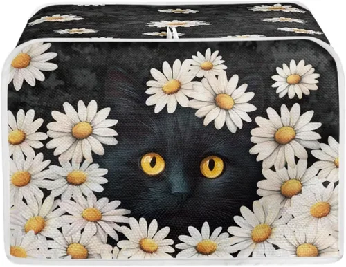 Vista 33 de Cat Print 2 Slice Bread Maker Cover Music Note Print Microwave Oven Cover Bakeware Protector Anti Fingerprint Protective Covers for Kitchen