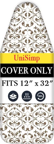 Vista 24 de UniSimp Funda y almohadilla para tabla de planchar de 15 x 54 pulgadas, algodón natural extra grueso, acolchado resistente a las manchas y a