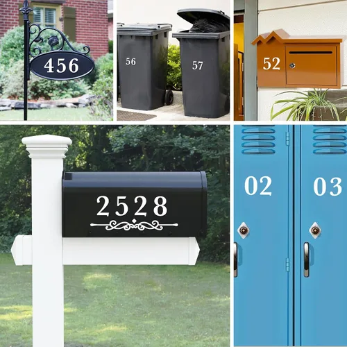 Vista 7 de 33 unidades de números de buzón para exterior, autoadhesivos, impermeables, rústicos, de vinilo blanco, calcomanías de números de dirección