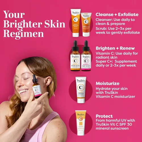 Vista 5 de TruSkin Vitamin C-Plus Super Serum - Suero facial antiarrugas antienvejecimiento con niacinamida, retinol, ácido hialurónico y ácido salicílico, 1