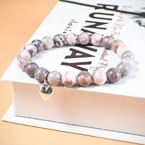 Vista 3 de COLORFUL BLING Pulsera de amatista curativa de piedra natural, pulsera de cuentas inspiradora de cristal antiansiedad, joyería para aliviar