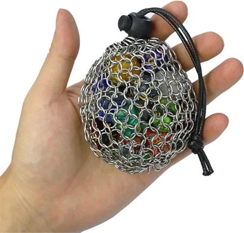 Vista 6 de YOUSHARES Bolsa de dados de acero inoxidable para juego de dados de metal poliédrico D&D, bolsa de dados DND para juego de dados de metal poliédricos