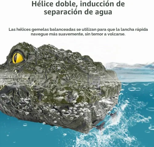 Vista 7 de GoolRC Barco a control remoto de 2.4 GHz con cabeza de cocodrilo para piscinas y lagos, lanchas RC de alta simulación con cabeza de cocodrilo con 2
