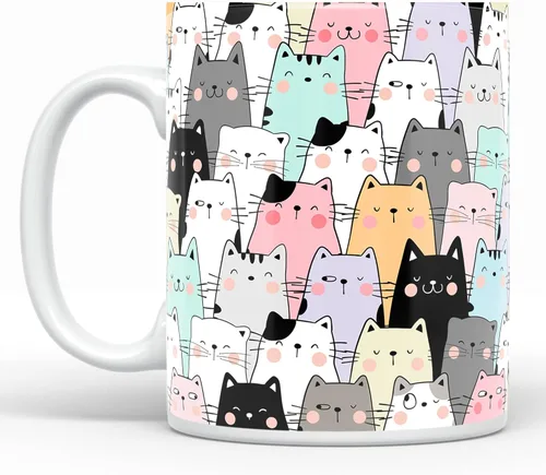 Vista 8 de YouNique Designs Tazas de café para gatos, taza de café portátil de 11 onzas, tazas de gato para amantes de los gatos, regalos para mujeres, taza