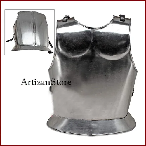 Vista 2 de Española Conquistador Cuirass Medieval Armadura Mama Plata