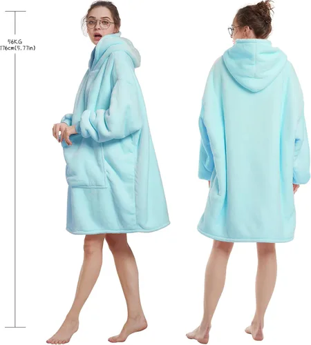 Vista 3 de Aemilas Wearable Blanket Hoodie - Warm Sherpa Blanket Sweatshirt as Gifts for Adult Women Mom Men, One Size Fits All