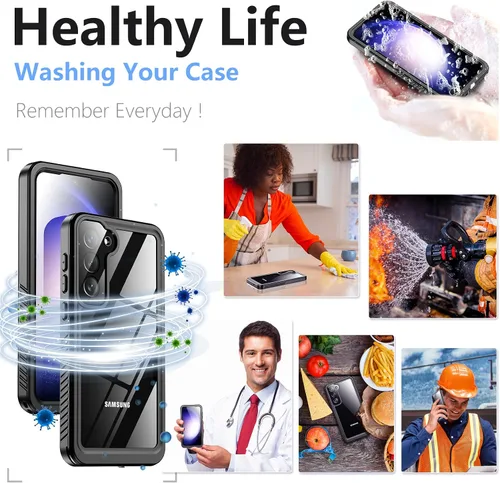 Vista 6 de Temdan Funda para Samsung Galaxy S23, Impermeable con Protector de Lente y Pantalla Incorporado [Cuerpo Completo Resistente a Golpes][Resistente a