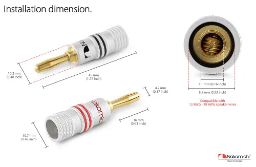 Vista 7 de Nakamichi Excel Series - Enchufes tipo banana chapados en oro de 24 quilates, calibre 18 AWG, tamaño de 0.157 in para altavoces, amplificador