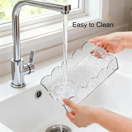 Vista 4 de ZEAYEA Paquete de 2 servilleteros acrílicos, soportes transparentes para toallas de invitados para fiestas, bodas, bandeja decorativa para toallas