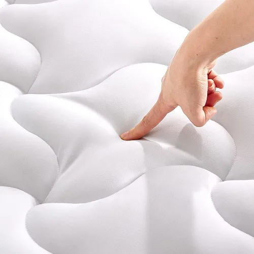 Vista 8 de SLEEP ZONE Almohadilla de colchón tamaño Twin, Protector de colchón elástico ajustado para niños, Bolsillo profundo 8~21 pulgadas Cubrecolchón Beige