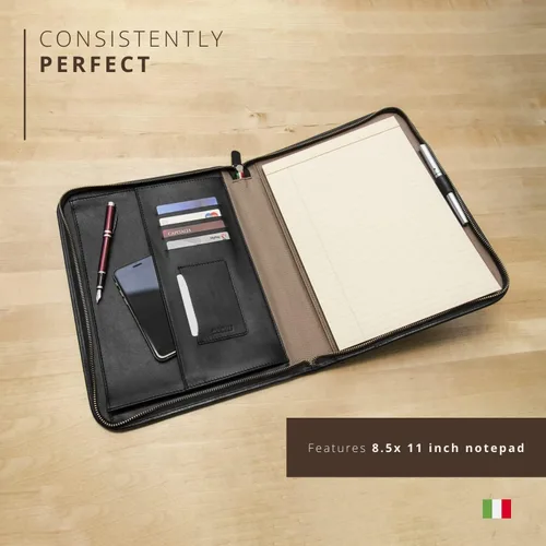 Vista 3 de Maruse italiano portadocumentos de piel – fabricado en Italia, Negro