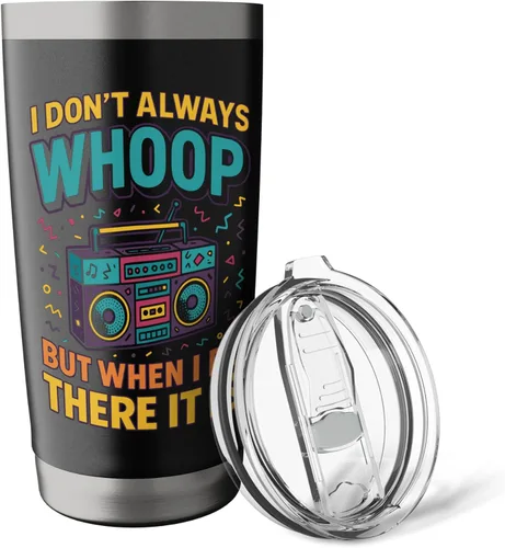 Vista 5 de Vaso aislado de acero inoxidable con texto en inglés "I Don't Always Whoop But When I Do Funny Retro Boombox