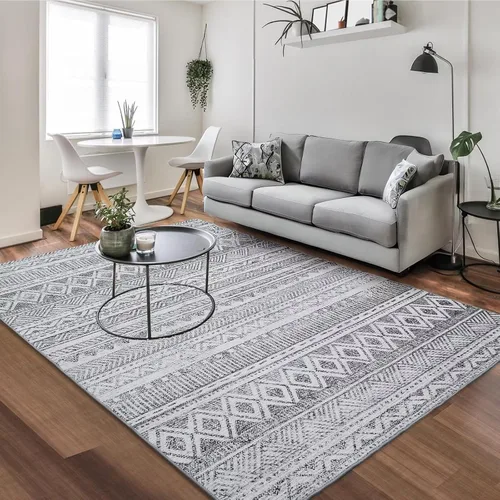 Vista 10 de Zacoo Alfombra bohemia de 4 x 6 pies, lavable a máquina, marroquí, para dormitorio, sala de estar, alfombra bohemia suave y antideslizante
