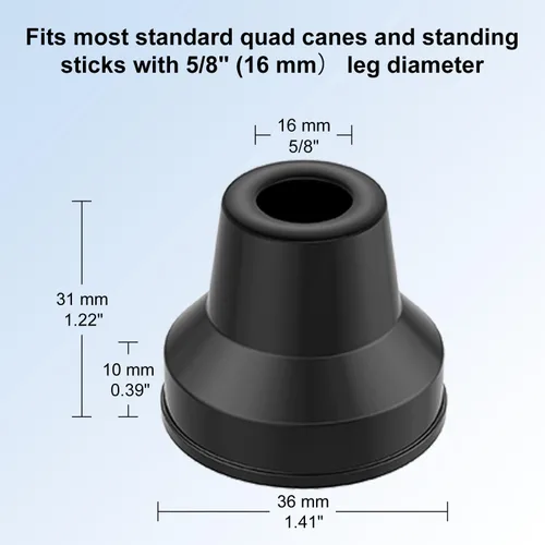 Vista 2 de 12pcs 5/8" Quad Cane Tips Negro y Gris