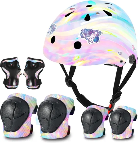 Vista 14 de Kids Bike Helmet and Pad Set for Girls Boys Ages 2-3-5-8-14, Adjustable Toddler Youth Helmet with Knee & Elbow Pads for Bicycle, Skating, Scooter