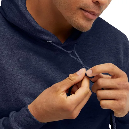 Vista 4 de Hanes - Sudadera con capucha Ecosmart para hombre, de vellón de peso medio, Azul marino (Heather Navy)
