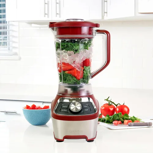 Vista 7 de Kenmore - Batidora eléctrica para batidos, trituradora de hielo y función de pulso, jarra de plástico Tritan resistente con 6 velocidades, Rojo