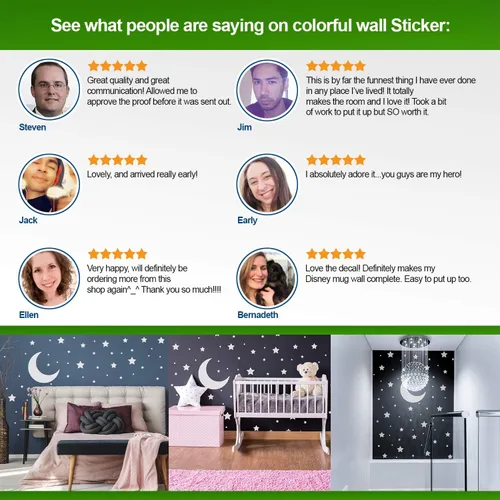 Vista 6 de Calcomanías de estrellas blancas – Decoración de papel tapiz de constelación de dormitorio con temática espacial – Calcomanías de habitación de bebé
