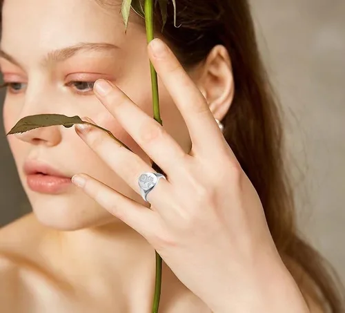 Vista 4 de You are My Sunshine - Anillo de circonita cúbica para mujer, diseño de flor de amapola gruesa, de acero inoxidable, regalo de joyería