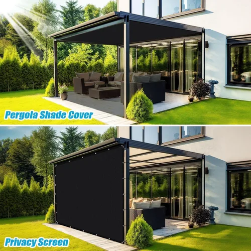 Vista 6 de Amagenix TR04 - Toldo de tela de 90 % sombra con ojales, 6 x 20 pies, pérgola de repuesto para jardín al aire libre, patio, negro