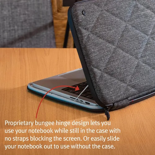 Vista 5 de Twelve South SuitCase - Funda rígida protectora a medida con bolsillo interior y asa de piel para MacBook Pro M1 de 14 pulgadas, color gris oscuro