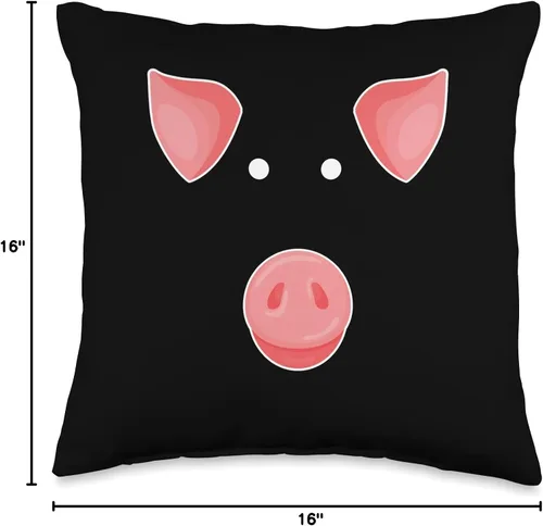 Vista 4 de Funny Mini Pig Face Miniature Pig Owner Gift Funny Mini Face Almohada para dueño de cerdos en miniatura, 16 x 16, multicolor