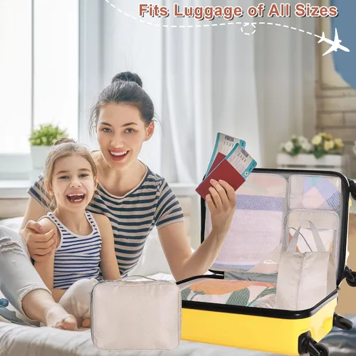 Vista 2 de kingdalux Juego de 6 cubos de compresión para maletas, bolsas organizadoras de maleta de viaje grandes con bolsa de maquillaje, organizadores