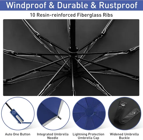 Vista 6 de Bodyguard Inverted Umbrella, Large Windproof Umbrellas for Rain & Sun, Compact Umbrella Reverse Umbrella with Reflective Stripe, Teflon Umbrella for
