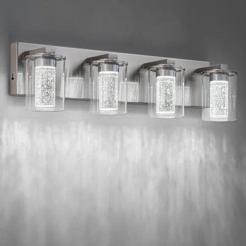 Vista 10 de SineRise Lámpara de tocador negra (3 luces, 17 pulgadas), (3000 K/4000 K/6000 K, regulable), lámpara LED de baño con protección ocular, moderna Negro
