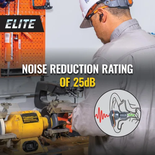 Vista 2 de Auriculares Klein Tools AESEB2 Elite Bluetooth para el lugar de trabajo, auriculares True Wireless, protección auditiva NRR 25 dB, tiempo