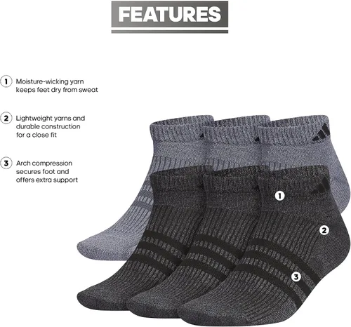 Vista 2 de adidas Men's Superlite 3.0 Low Cut Socks Lightweight Breathable with Targeted Padding and Arch Compression (6-Pair)