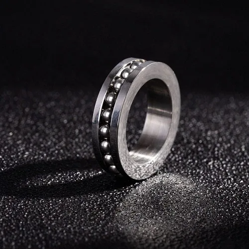 Vista 5 de Anillo antiansiedad para hombre anillos giratorios de acero inoxidable para aliviar el estrés