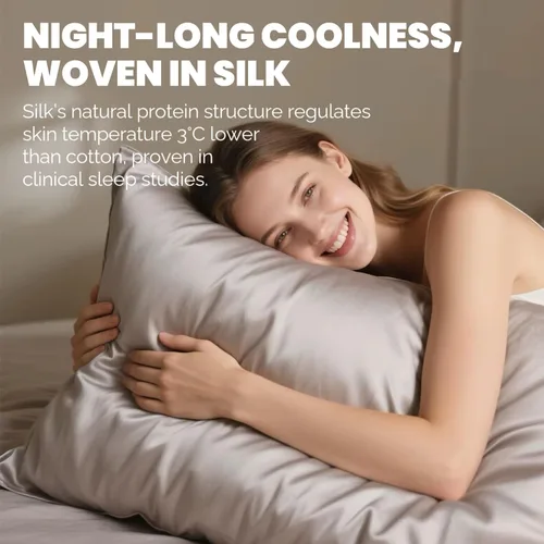 Vista 4 de Ravmix Fundas de almohada de seda con cremallera, de seda de morera de 21 momme para la salud del cabello y la piel, funda de almohada suave, lisa