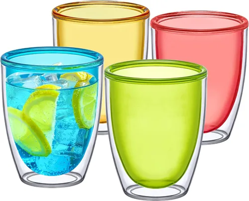 Vista 6 de Amazing Abby - Andes - Vasos de plástico aislados de 14 onzas (juego de 4), vasos de plástico de doble pared, vasos de plástico reutilizables