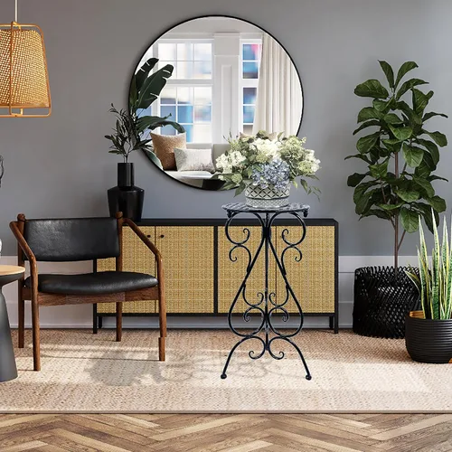 Vista 5 de NAKUPE Soporte de metal para plantas para interiores y exteriores, soportes para macetas individuales de 22.5 pulgadas de alto, soporte de pedestal