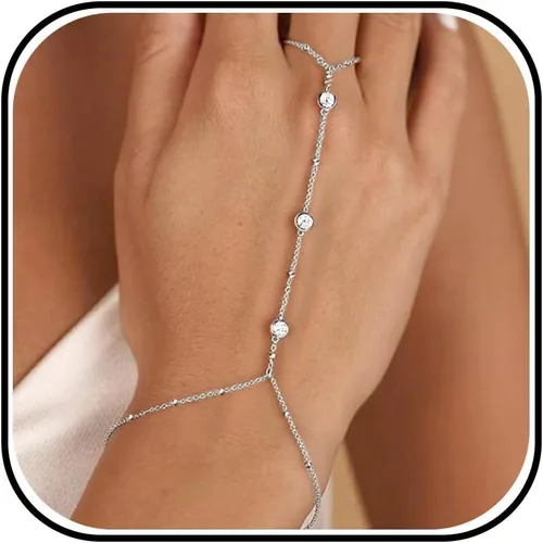 Vista 15 de Long tiantian Pulsera de cadena de mano, pulseras de oro para mujer, pulseras de cadena de eslabones de moda, anillo de dedo, pulsera de esclavos