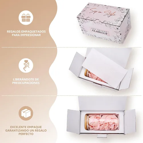 Vista 5 de BIPEDS Coquette Tazas de vidrio lindas con moño rosa y tapas y pajitas, taza de café helado estética, taza de diseño preppy femenino, regalos