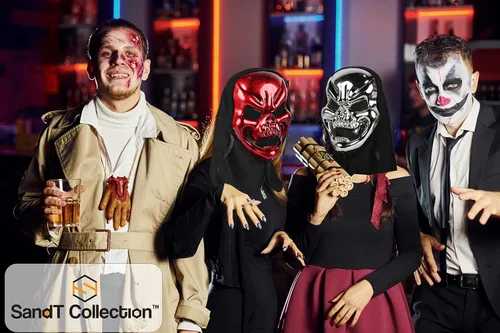 Vista 3 de Máscara de calavera aterradora para Halloween, disfraz de fiesta