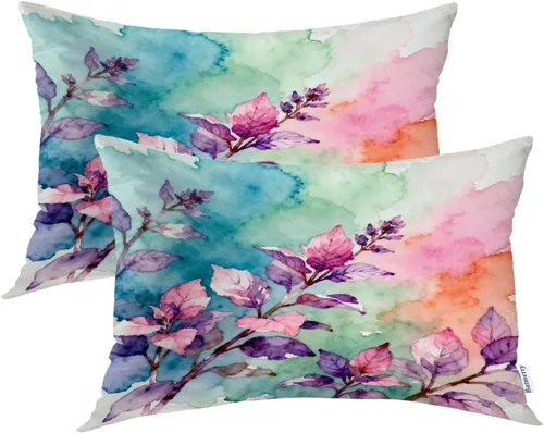 Vista 77 de Batmerry Autumn Maple Leaves Throw Pillow Covers, red Fall Orange Leaves Decorative Pillow Covers Digital Printing Blended for Couch Sofa Bed