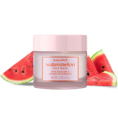 Vista 2 de NATURE WELL Mascarilla facial de sandía, enriquecida con agua hidratante de fruta de sandía y escualano derivado de plantas, promueve una tez
