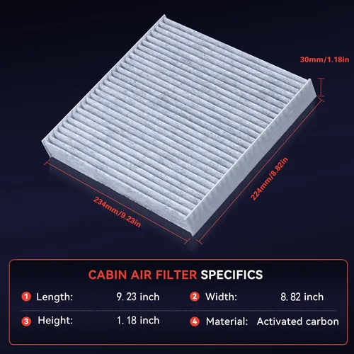 Vista 3 de CF10134 Filtro de aire de cabina, compatible con Acura, Honda, ILX, MDX, RDX, RL, RLX, TL, TLX, TSX, ZDX, Accord, Accord Crosstour, Civic
