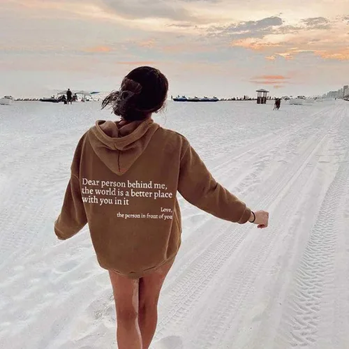 Vista 2 de BVPEM Dear Person Behind Me - Sudadera con capucha de manga larga, con texto en inglés "You Are Enough