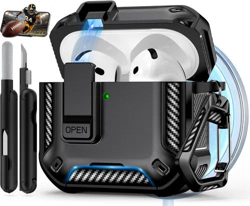 Vista 50 de Funda para AirPods Pro de 2 generación con soporte para teléfono, diseño de interruptor automático de protección completa contra caídas con kit
