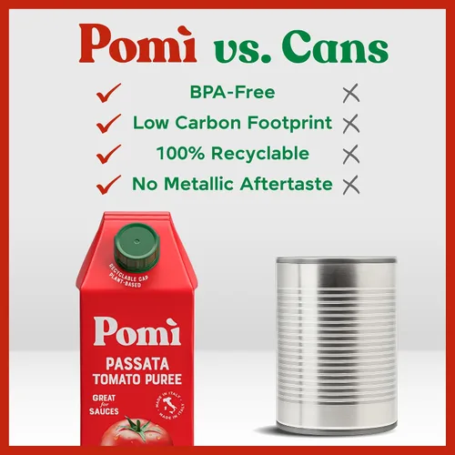 Vista 9 de Pomì Tomato Passata 26.46 onzas (paquete de 6) – Hecho en Italia – Puré de tomate cremoso y aterciopelado con toque de sal, sin aditivos ni