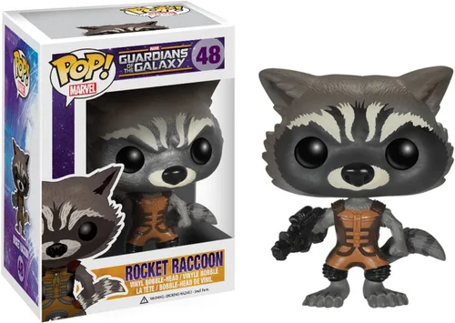 Vista 2 de Funko POP Guardianes de la Galaxia de Marvel Muñeco de vinilo con cabeza en pompón de Rocket Raccoon