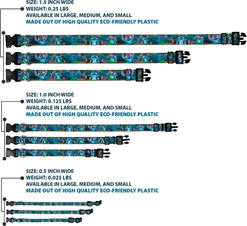 Vista 3 de Buckle-Down Collar de clip de plástico – Stitch Hula Dance 5-Poses – 1 pulgada de ancho – Se adapta a 9-15 pulgadas Cuello – Pequeño