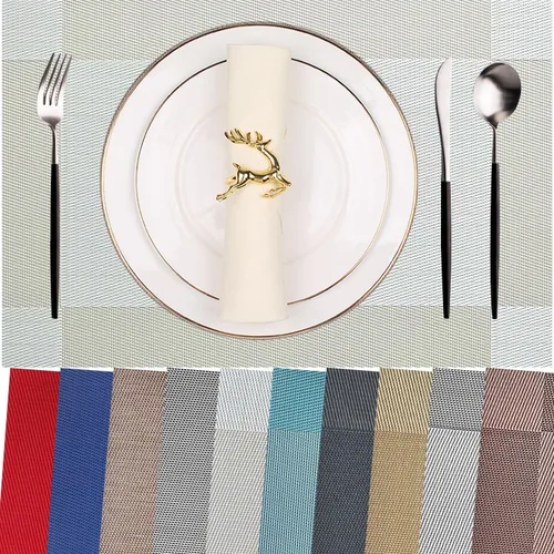 Vista 69 de Manteles individuales de vinilo resistentes al calor, lavables, fáciles de limpiar, manteles individuales de plástico para cocina, mesa de comedor