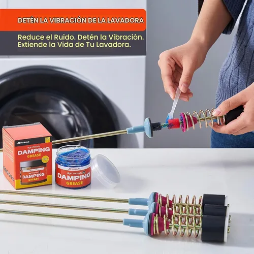 Vista 6 de Kit de grasa amortiguadora para varillas de suspensión de lavadora con insertos de espuma Alta viscosidad 35,000 CST Blue 3.53 oz Grasa