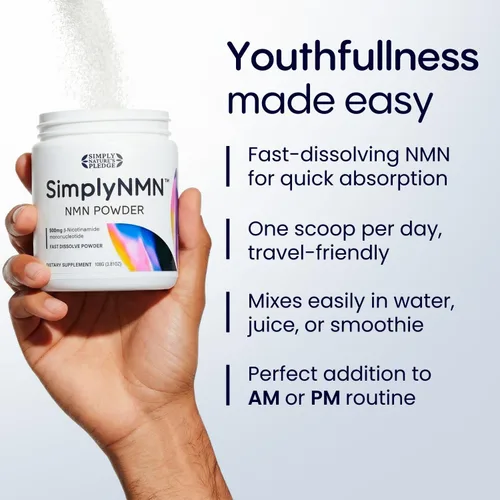 Vista 4 de Simply Nature's Pledge 3.81 oz NMN en polvo, disolución rápida, 500 mg